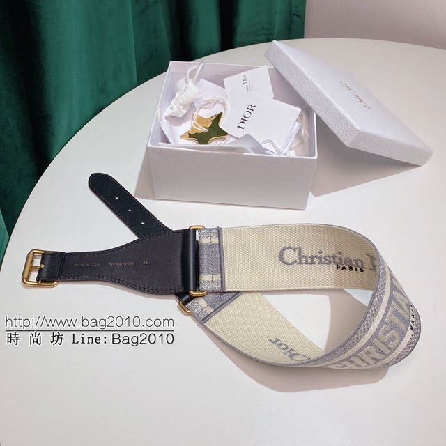 Dior女士腰帶 迪奧Christian Dior刺繡帆布皮帶  jjp1975